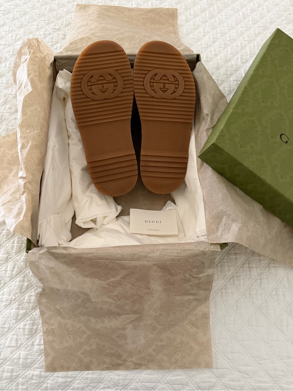 Gucci Brown Beige Logo Platform Slide Sandals - Picture 4 of 13